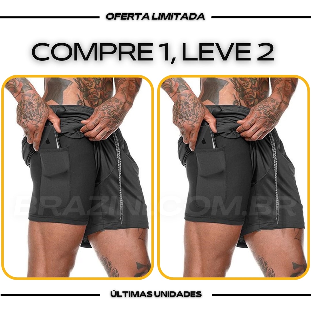 Shorts Dry-Fit™ de Compressão - COMPRE 1 LEVE 2 + Brinde