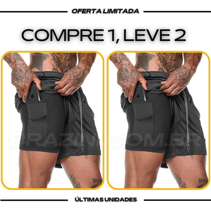 Shorts Dry-Fit™ de Compressão - COMPRE 1 LEVE 2 + Brinde